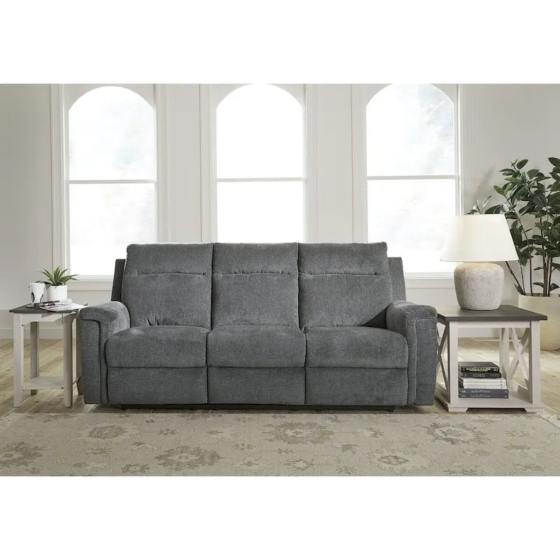 Canapé inclinable électrique en micro chenille (gravier/gris cendre/carbone) avec port USB – Convient à 3 personnes