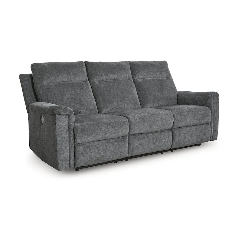 Canapé inclinable électrique en micro chenille (gravier/gris cendre/carbone) avec port USB – Convient à 3 personnes