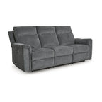 Canapé inclinable électrique en micro chenille (gravier/gris cendre/carbone) avec port USB – Convient à 3 personnes