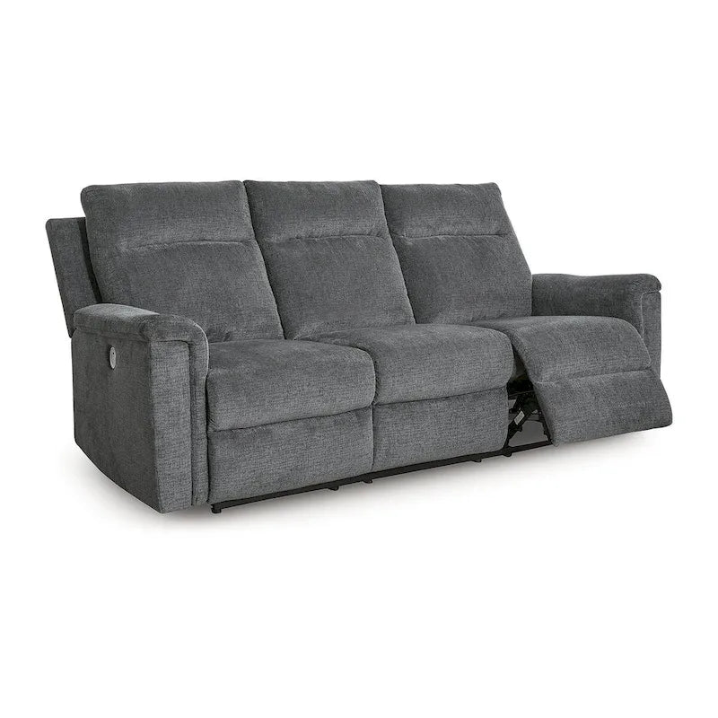 Canapé inclinable électrique en micro chenille (gravier/gris cendre/carbone) avec port USB – Convient à 3 personnes