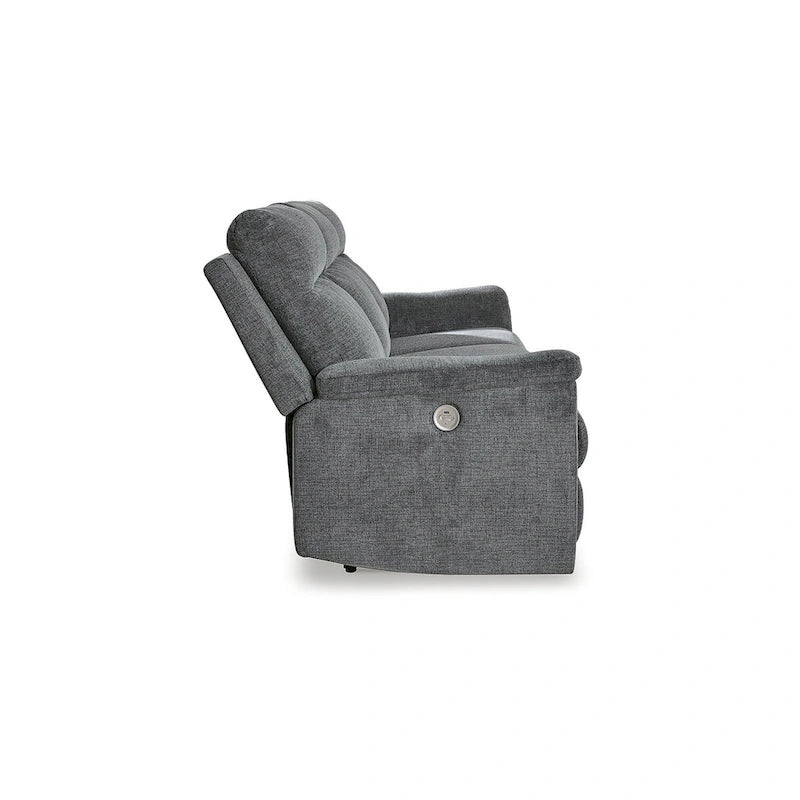 Canapé inclinable électrique en micro chenille (gravier/gris cendre/carbone) avec port USB – Convient à 3 personnes