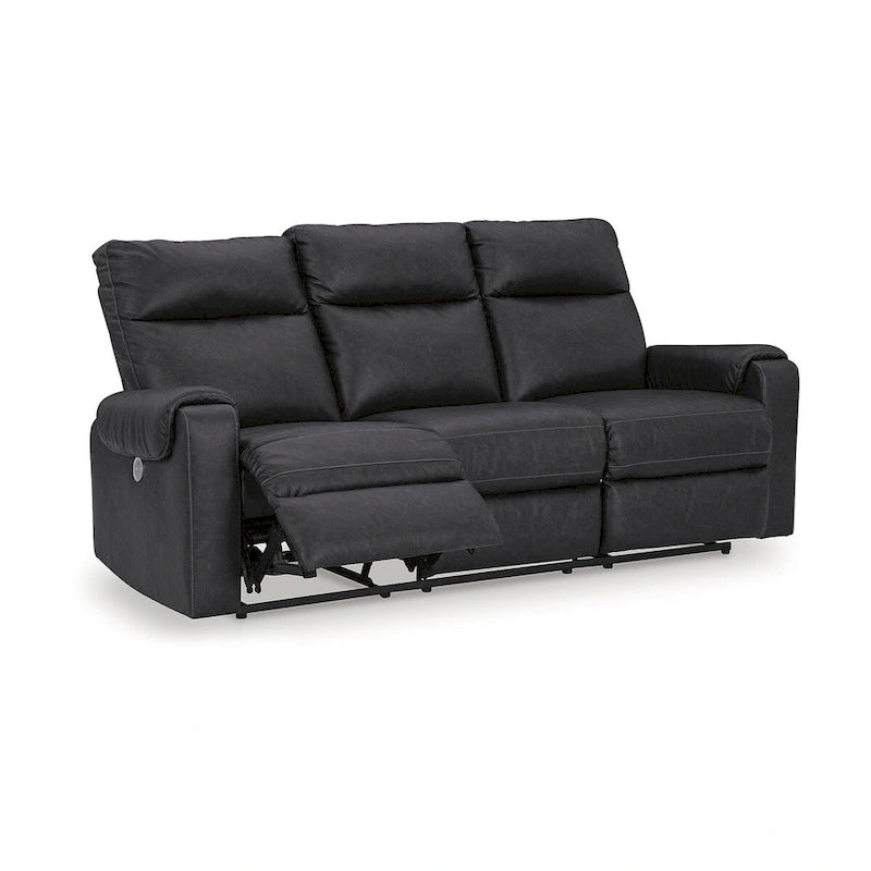 Canapé inclinable électrique en micro chenille (gravier/gris cendre/carbone) avec port USB – Convient à 3 personnes