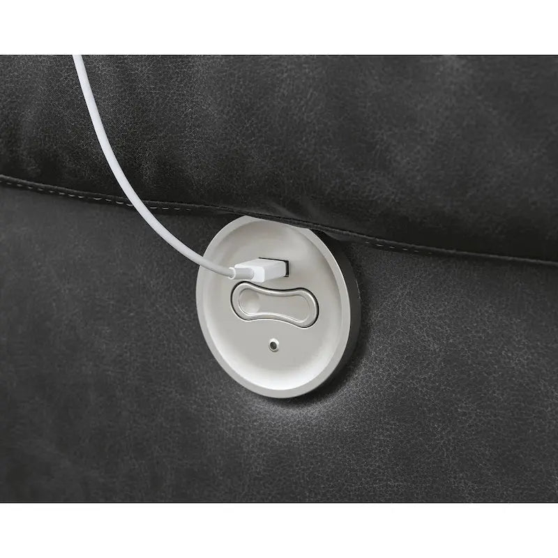 Canapé inclinable électrique en micro chenille (gravier/gris cendre/carbone) avec port USB – Convient à 3 personnes