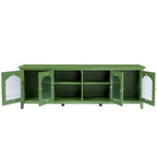 Meuble TV moderne en MDF et verre avec portes coloris vert antique / bleu antique / blanc antique - Pour TV jusqu'à 70"