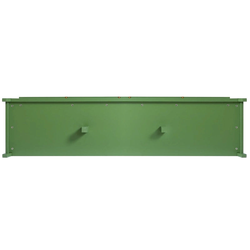 Meuble TV moderne en MDF et verre avec portes coloris vert antique / bleu antique / blanc antique - Pour TV jusqu'à 70"