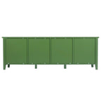 Meuble TV moderne en MDF et verre avec portes coloris vert antique / bleu antique / blanc antique - Pour TV jusqu'à 70"