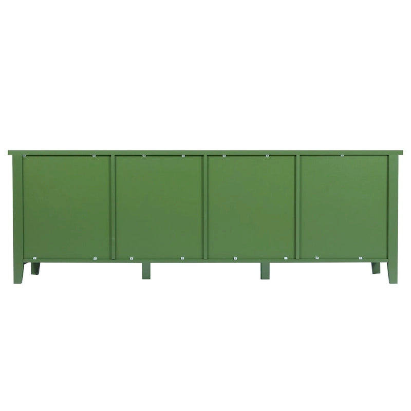 Meuble TV moderne en MDF et verre avec portes coloris vert antique / bleu antique / blanc antique - Pour TV jusqu'à 70"