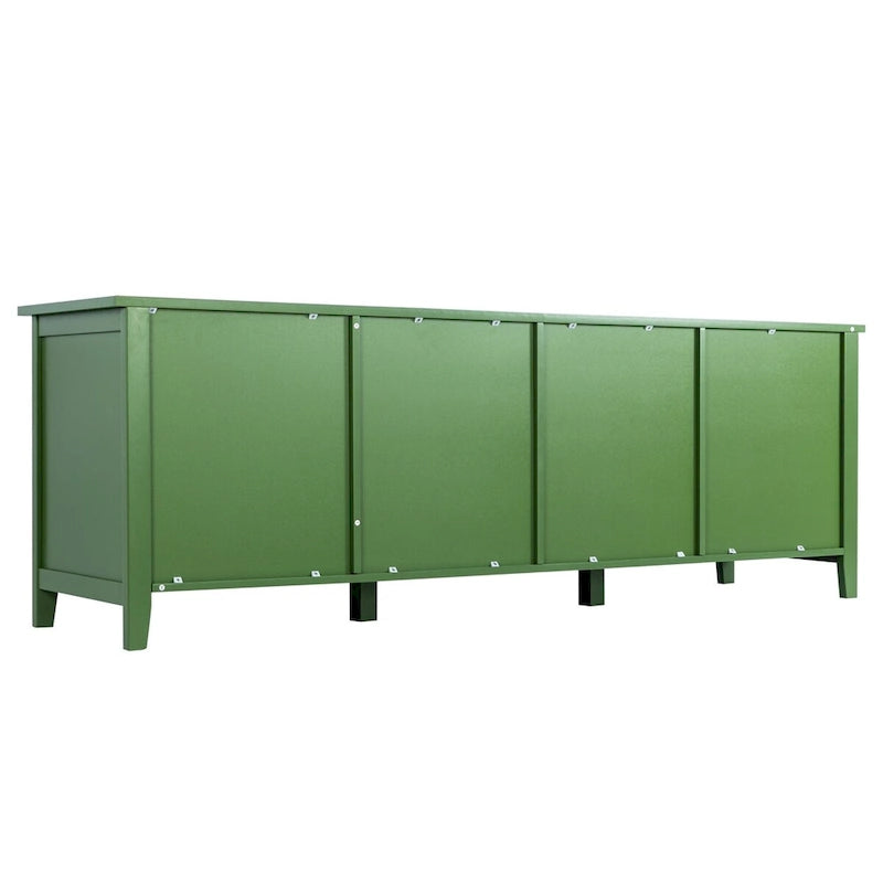 Meuble TV moderne en MDF et verre avec portes coloris vert antique / bleu antique / blanc antique - Pour TV jusqu'à 70"