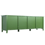 Meuble TV moderne en MDF et verre avec portes coloris vert antique / bleu antique / blanc antique - Pour TV jusqu'à 70"
