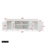 Meuble TV moderne en MDF et verre avec portes coloris vert antique / bleu antique / blanc antique - Pour TV jusqu'à 70"