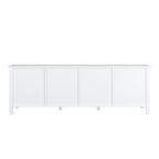 Meuble TV moderne en MDF et verre avec portes coloris vert antique / bleu antique / blanc antique - Pour TV jusqu'à 70"