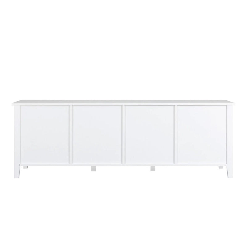 Meuble TV moderne en MDF et verre avec portes coloris vert antique / bleu antique / blanc antique - Pour TV jusqu'à 70"