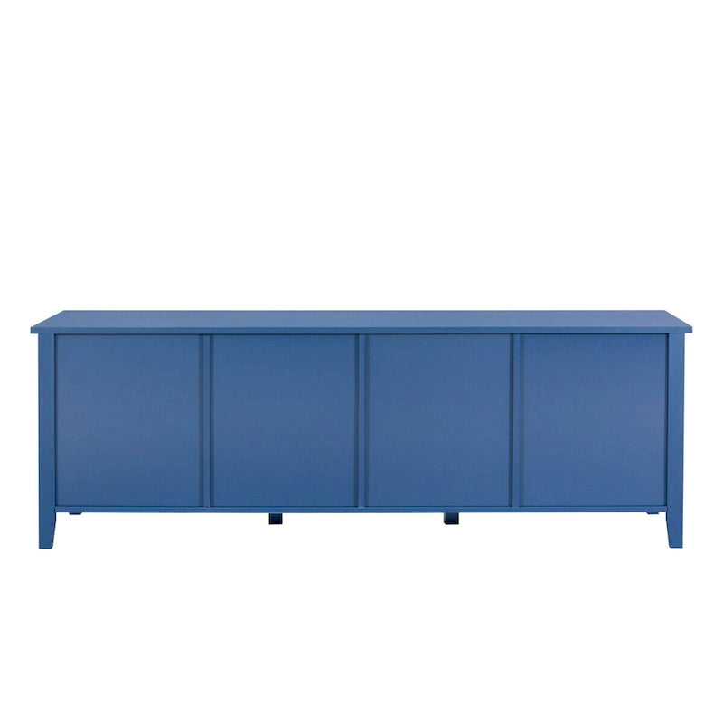 Meuble TV moderne en MDF et verre avec portes coloris vert antique / bleu antique / blanc antique - Pour TV jusqu'à 70"