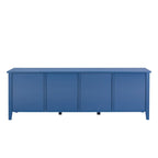 Meuble TV moderne en MDF et verre avec portes coloris vert antique / bleu antique / blanc antique - Pour TV jusqu'à 70"