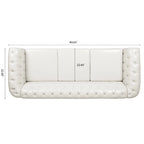 Canapé Chesterfield 3 places en similicuir noir/marron/blanc/orange avec accoudoirs roulés, capitonnage et clous décoratifs
