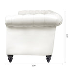 Canapé Chesterfield 3 places en similicuir noir/marron/blanc/orange avec accoudoirs roulés, capitonnage et clous décoratifs