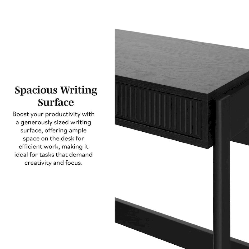 Bureau d'écriture Chêne Côtier / Jonc Noir avec tiroir - Usage unique