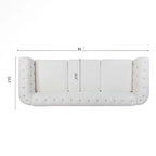 Canapé 3 places blanc de style Chesterfield avec accoudoirs roulés et clous argentés - Convient pour 3 personnes