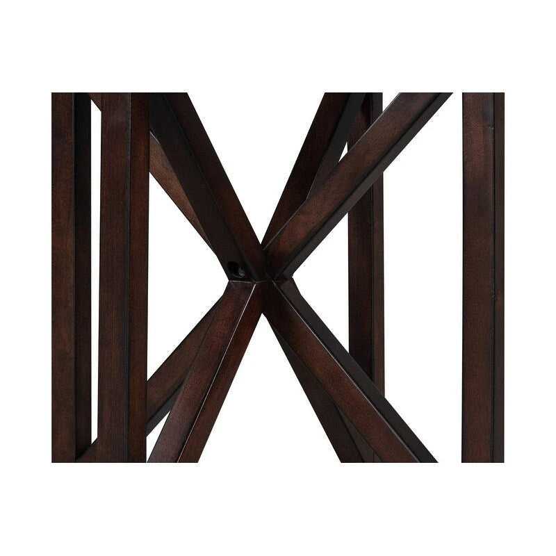 Table basse à plateau en verre trempé rond noir / ovale marron avec base en bois massif en X - Utilisation unique