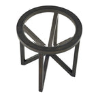 Table basse à plateau en verre trempé rond noir / ovale marron avec base en bois massif en X - Utilisation unique