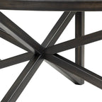 Table basse à plateau en verre trempé rond noir / ovale marron avec base en bois massif en X - Utilisation unique