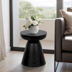 Table d'appoint ronde en bois d'acacia noir / marron / marron naturel / marron foncé / blanc avec base conique