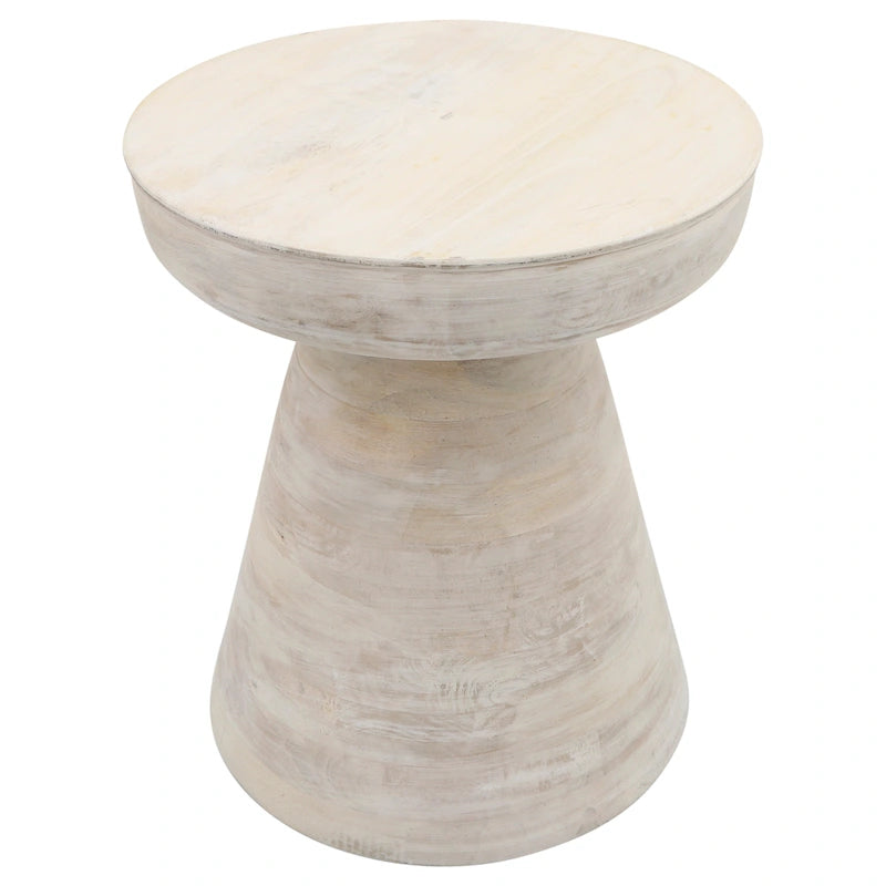 Table d'appoint ronde en bois d'acacia noir / marron / marron naturel / marron foncé / blanc avec base conique