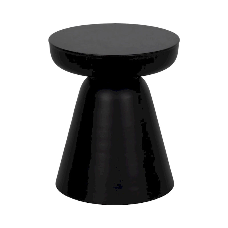 Table d'appoint ronde en bois d'acacia noir / marron / marron naturel / marron foncé / blanc avec base conique