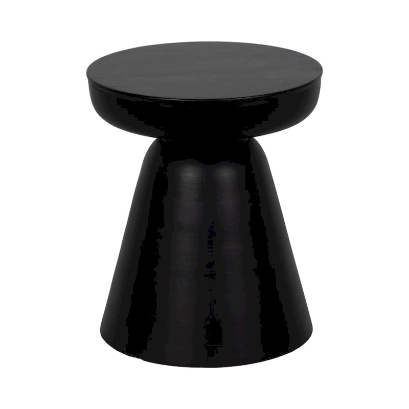 Table d'appoint ronde en bois d'acacia noir / marron / marron naturel / marron foncé / blanc avec base conique