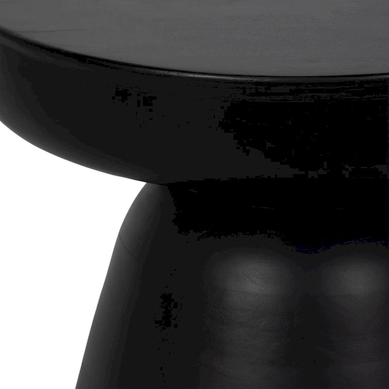 Table d'appoint ronde en bois d'acacia noir / marron / marron naturel / marron foncé / blanc avec base conique