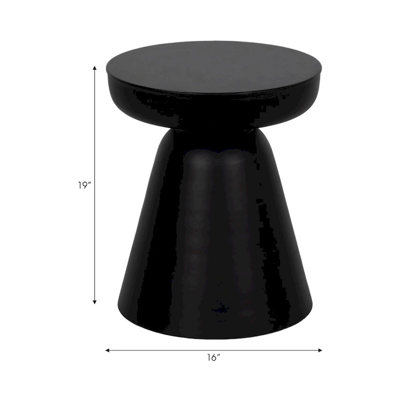 Table d'appoint ronde en bois d'acacia noir / marron / marron naturel / marron foncé / blanc avec base conique