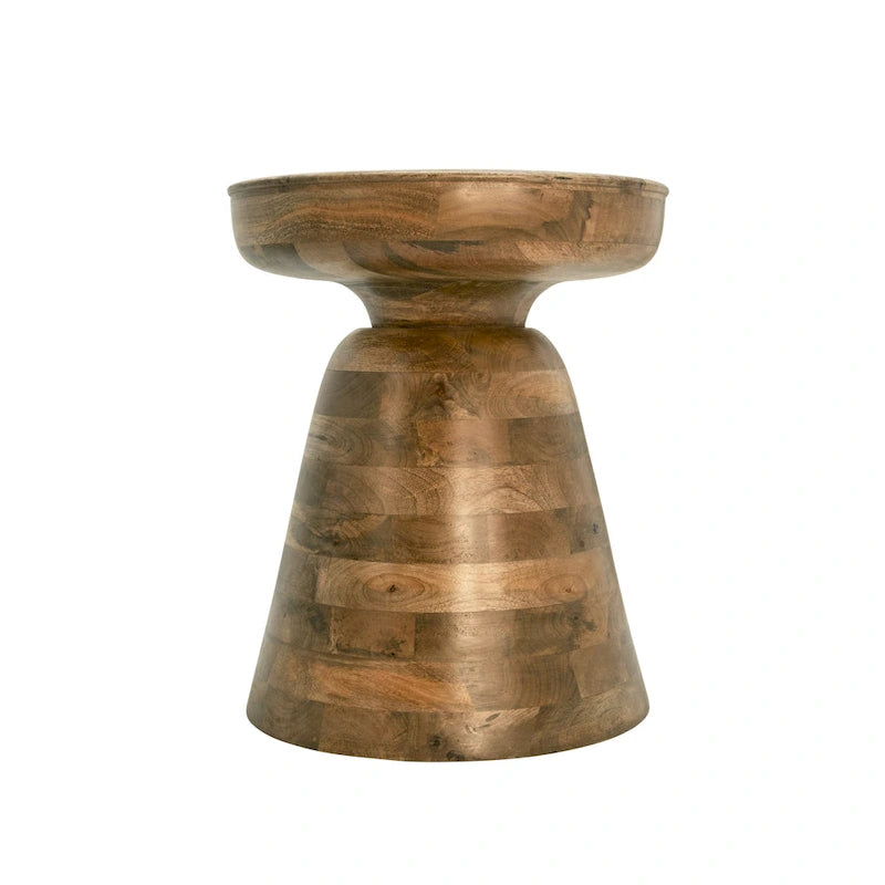 Table d'appoint ronde en bois d'acacia noir / marron / marron naturel / marron foncé / blanc avec base conique
