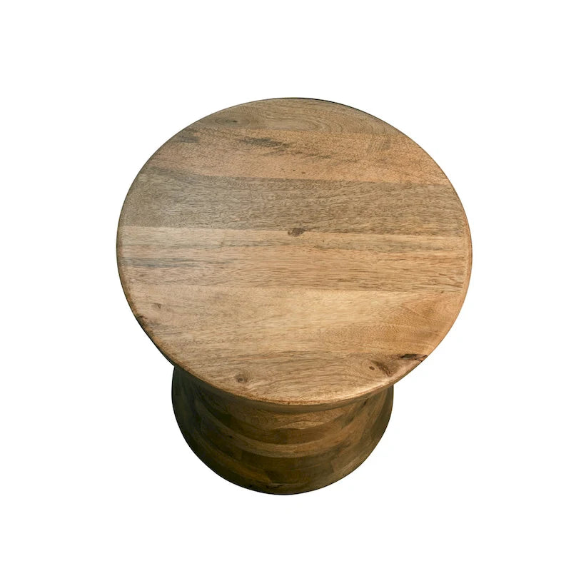 Table d'appoint ronde en bois d'acacia noir / marron / marron naturel / marron foncé / blanc avec base conique