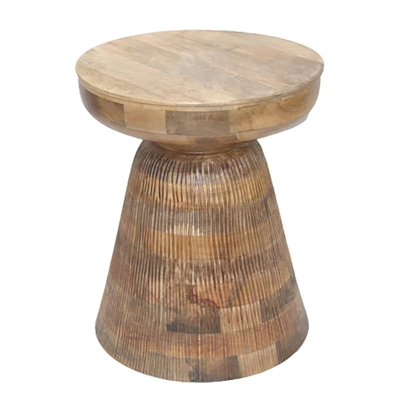 Table d'appoint ronde en bois d'acacia noir / marron / marron naturel / marron foncé / blanc avec base conique