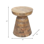Table d'appoint ronde en bois d'acacia noir / marron / marron naturel / marron foncé / blanc avec base conique