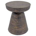 Table d'appoint ronde en bois d'acacia noir / marron / marron naturel / marron foncé / blanc avec base conique