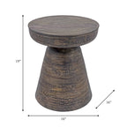 Table d'appoint ronde en bois d'acacia noir / marron / marron naturel / marron foncé / blanc avec base conique
