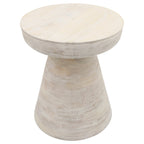 Table d'appoint ronde en bois d'acacia noir / marron / marron naturel / marron foncé / blanc avec base conique