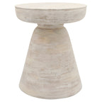 Table d'appoint ronde en bois d'acacia noir / marron / marron naturel / marron foncé / blanc avec base conique