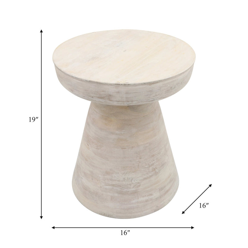 Table d'appoint ronde en bois d'acacia noir / marron / marron naturel / marron foncé / blanc avec base conique