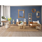 Table d'appoint ronde en bois d'acacia noir / marron / marron naturel / marron foncé / blanc avec base conique