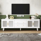 Meuble TV console média noir/blanc avec portes en verre cannelé et pieds en forme de gourde - Usage unique