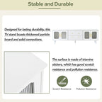 Meuble TV console média noir/blanc avec portes en verre cannelé et pieds en forme de gourde - Usage unique
