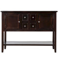 Buffet bahut en bois d'acacia avec 4 tiroirs et 2 placards, couleurs espresso/bleu marine clair/blanc/blanc calcaire/gris antique - usage unique