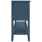 Buffet bahut en bois d'acacia avec 4 tiroirs et 2 placards, couleurs espresso/bleu marine clair/blanc/blanc calcaire/gris antique - usage unique