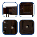 Buffet bahut en bois d'acacia avec 4 tiroirs et 2 placards, couleurs espresso/bleu marine clair/blanc/blanc calcaire/gris antique - usage unique