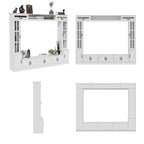 Meuble TV blanc avec portes latérales en verre trempé et éléments hauts hydrauliques - Usage unique