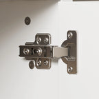 Meuble TV blanc avec portes latérales en verre trempé et éléments hauts hydrauliques - Usage unique