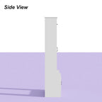 Meuble TV blanc avec portes latérales en verre trempé et éléments hauts hydrauliques - Usage unique