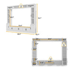 Meuble TV blanc avec portes latérales en verre trempé et éléments hauts hydrauliques - Usage unique